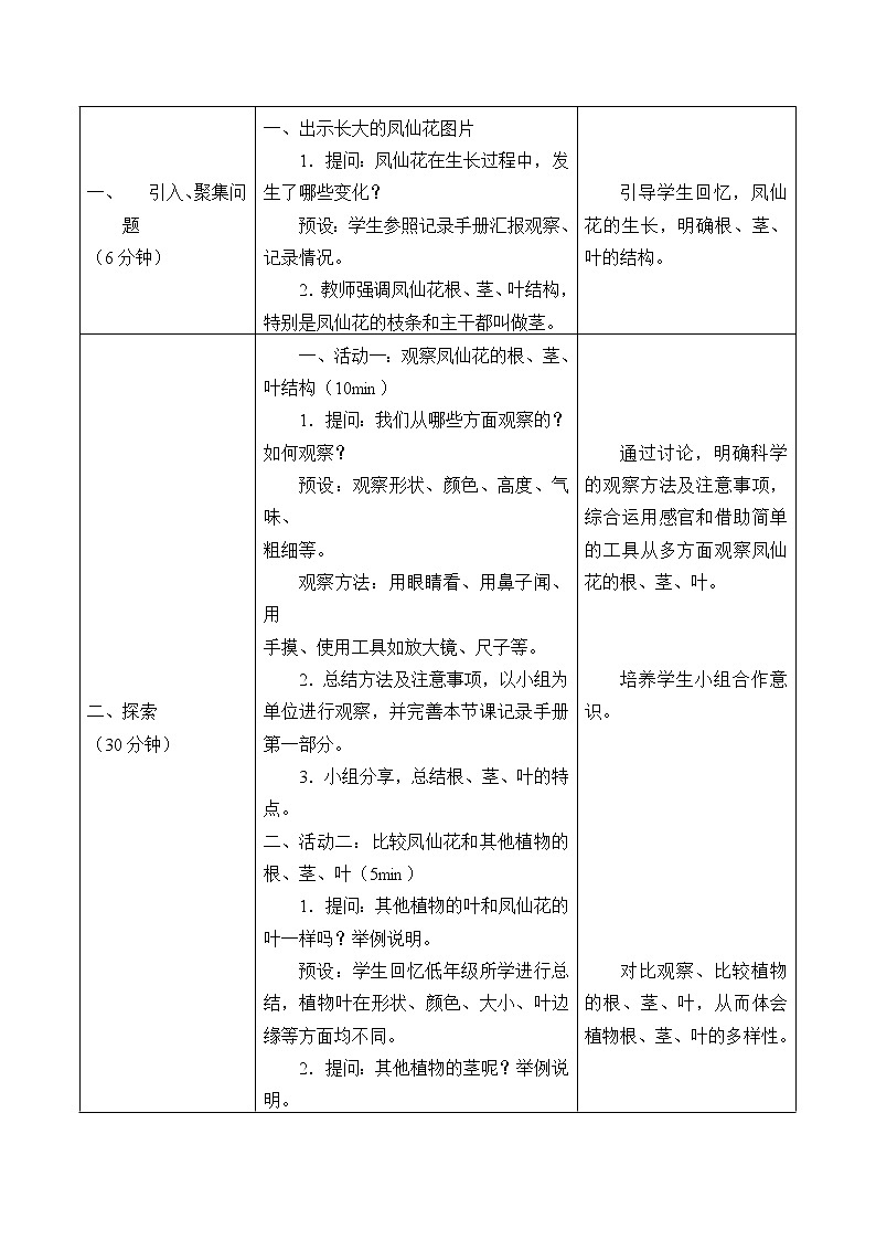 人教版鄂教版科学三年级下册第二单元6.《根 茎 叶》教学设计+学案+课件02