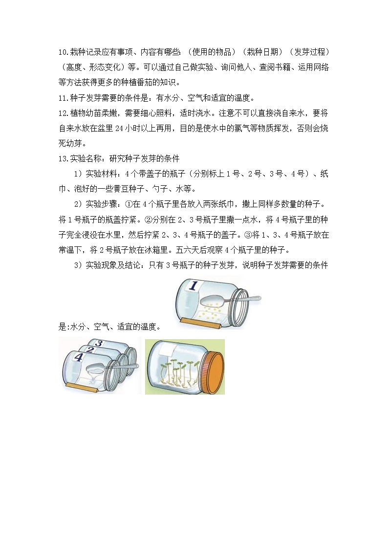 2022-2023学年苏教版科学三年级下册单元复习讲义：第一单元植物的一生（知识点清单）02
