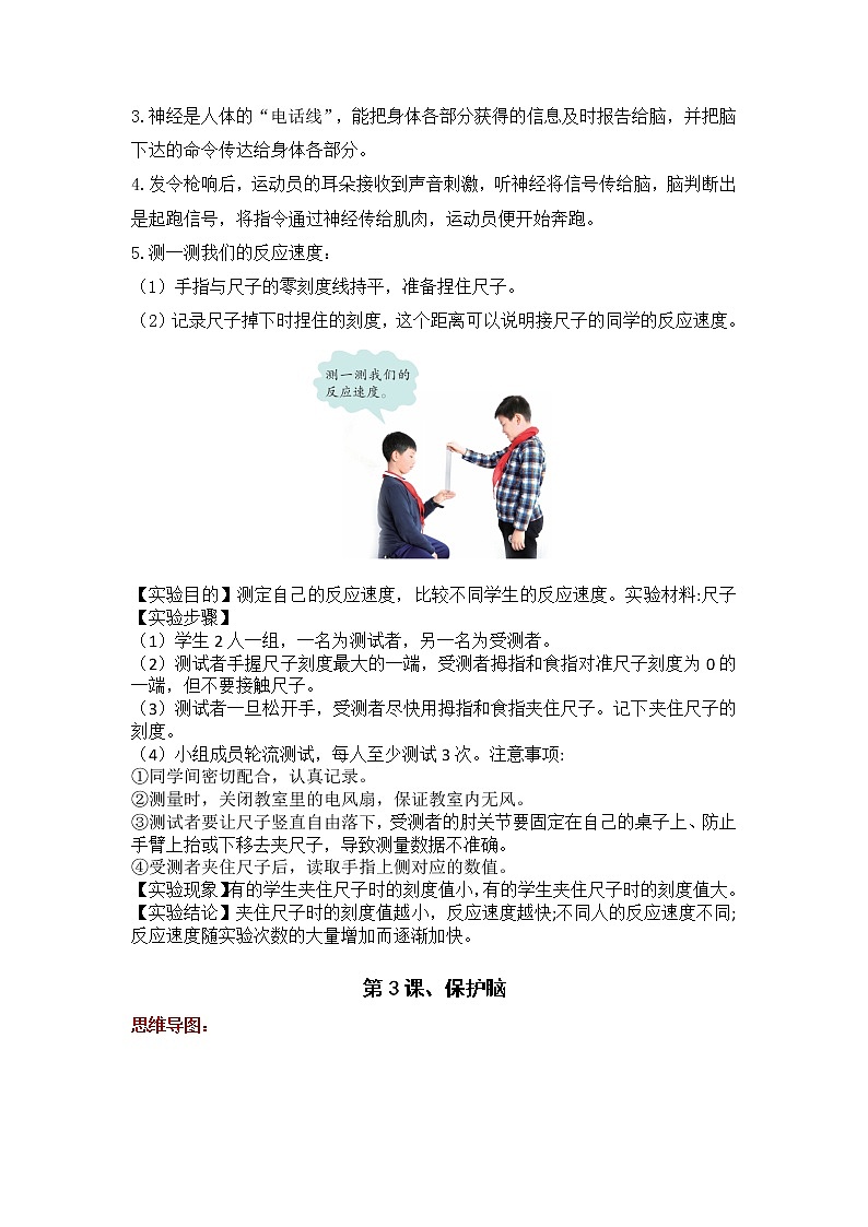 2022-2023学年青岛版科学五年级下册单元复习讲义：第一单元 心和脑（知识点清单）03
