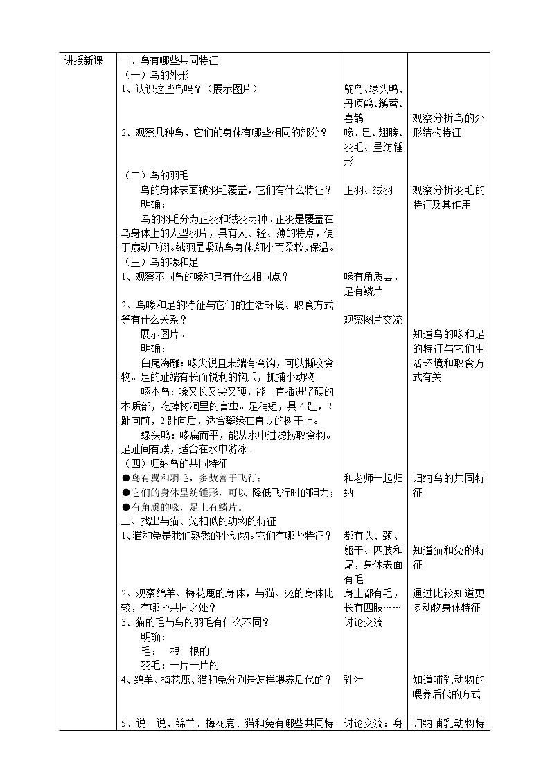 【人教鄂教版】四上科学 1.1《鸟和哺乳动物》（课件+教案+练习）02