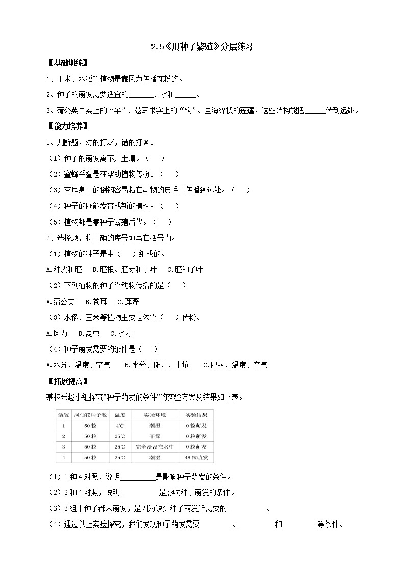 【人教鄂教版】四上科学 2.5《用种子繁殖》（课件+教案+练习）01
