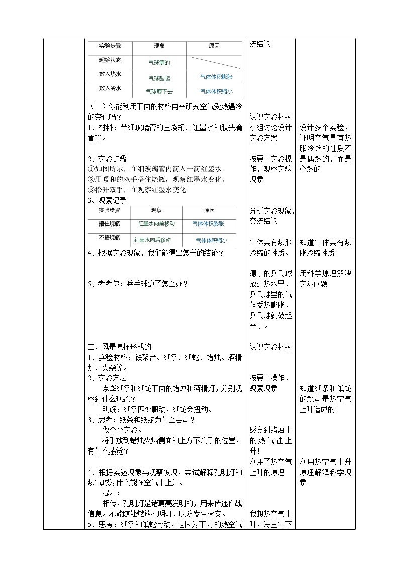 【人教鄂教版】四上科学 3.9《空气的热胀冷缩》（课件+教案+练习）02