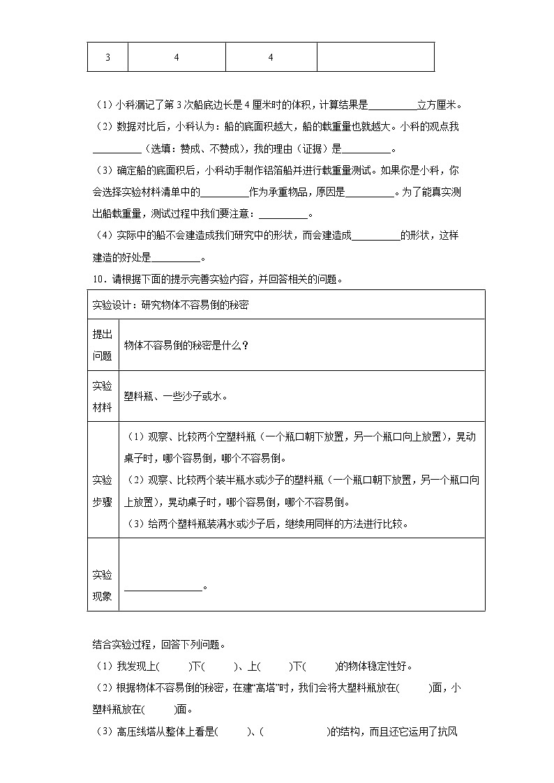 小升初 实验题专项训练：人工世界 六年级科学下册+答案解析（教科版）03