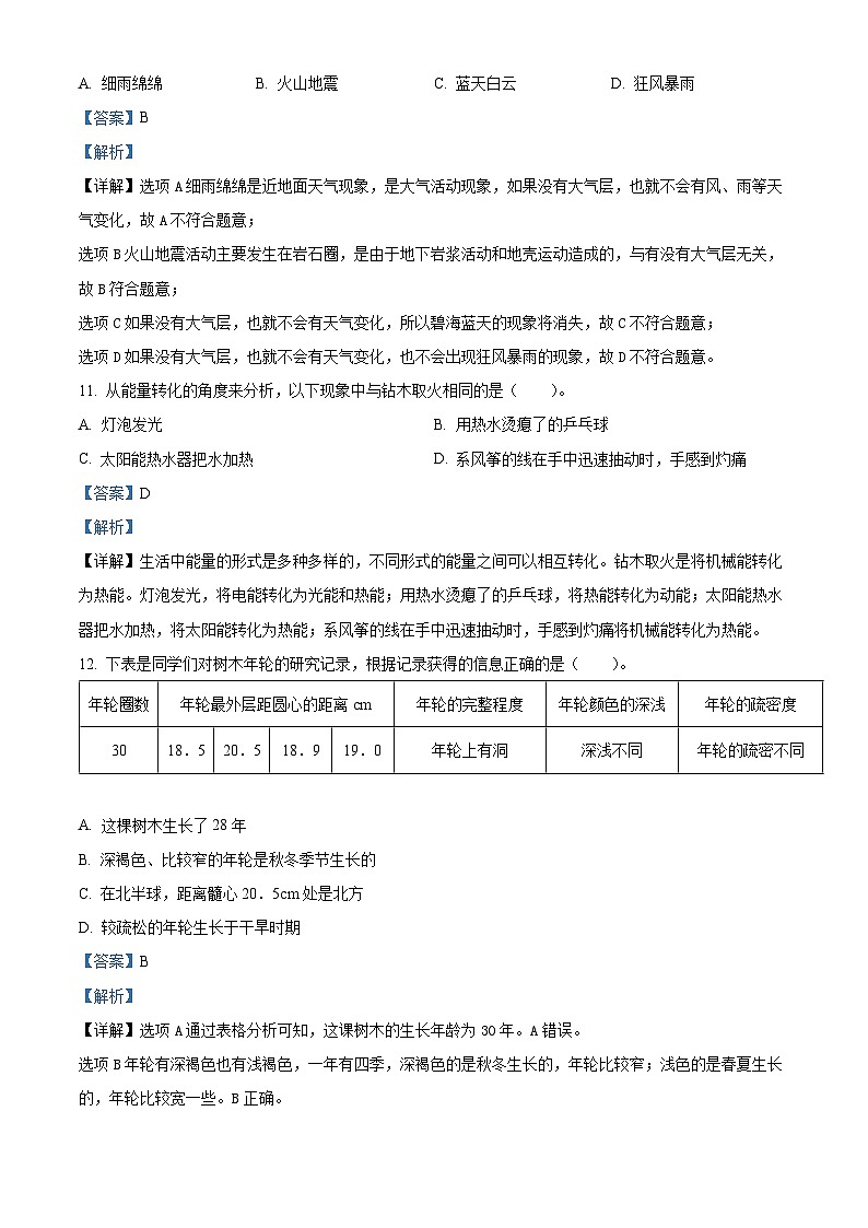 【小升初真题卷】2021-2022学年山东省潍坊市坊子区青岛版六年级下册期末考试科学试卷（原卷版+解析版）03