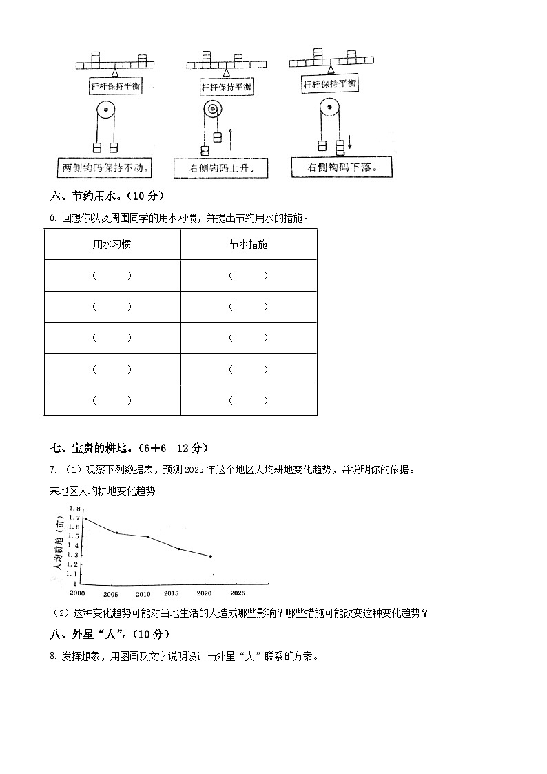 【小升初真题卷】2020-2021学年河南省新乡市卫辉市粤教版六年级下册期末调研科学试卷（原卷版+解析版）03