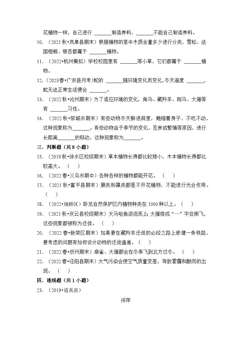 专题09 生物与环境——2023年小升初科学青岛版专题复习知识点讲解+巩固练习（含答案）03