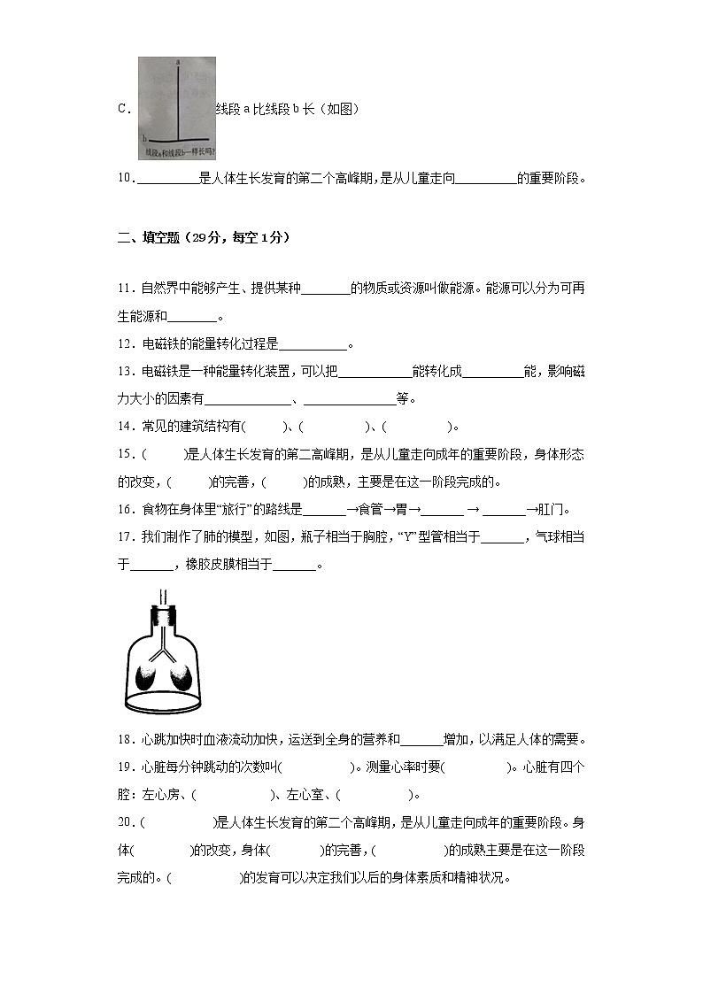 提高卷：2023年小升初科学模拟试卷一（冀人版）02