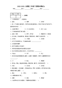 2022-2023人教版三年级下册期末测试A