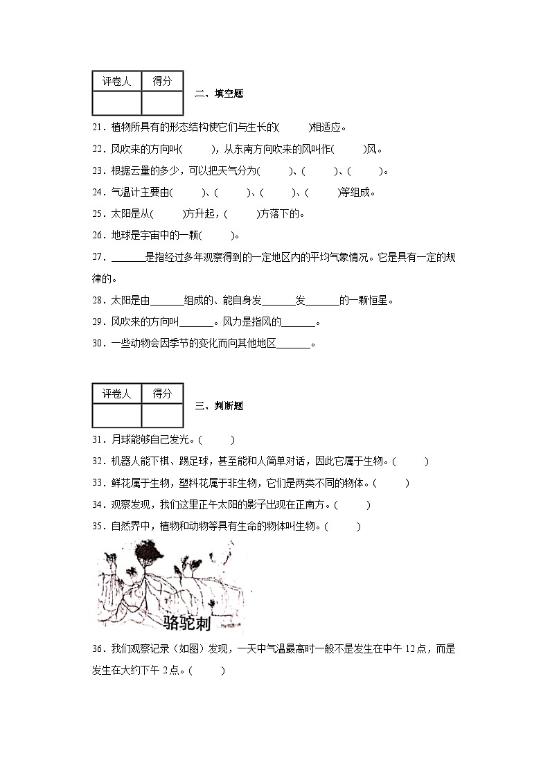 2022-2023人教版四年级下册期末测试A03