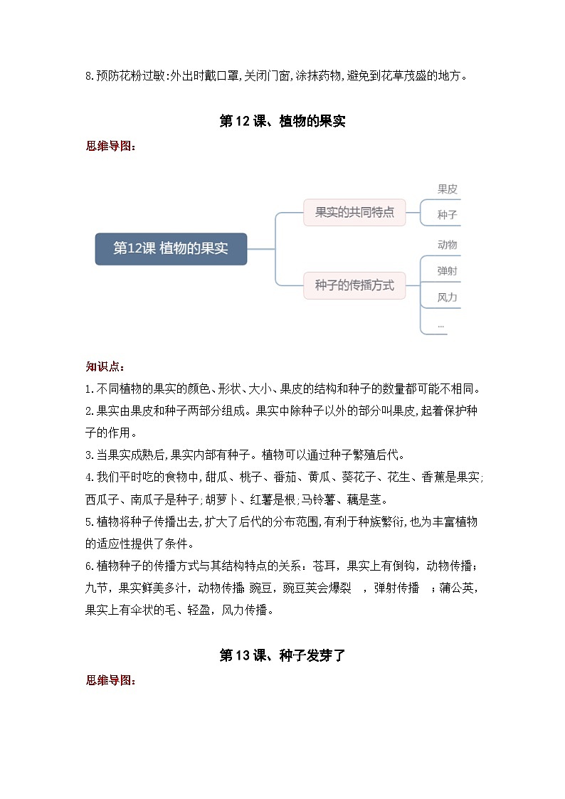 【期末复习】第四单元 植物的繁殖——三年级下册科学单元知识点总结（青岛版）02