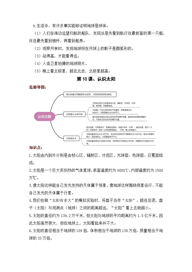 【期末复习】第三单元 太阳、地球、月亮——四年级下册科学单元知识点总结（青岛版）02