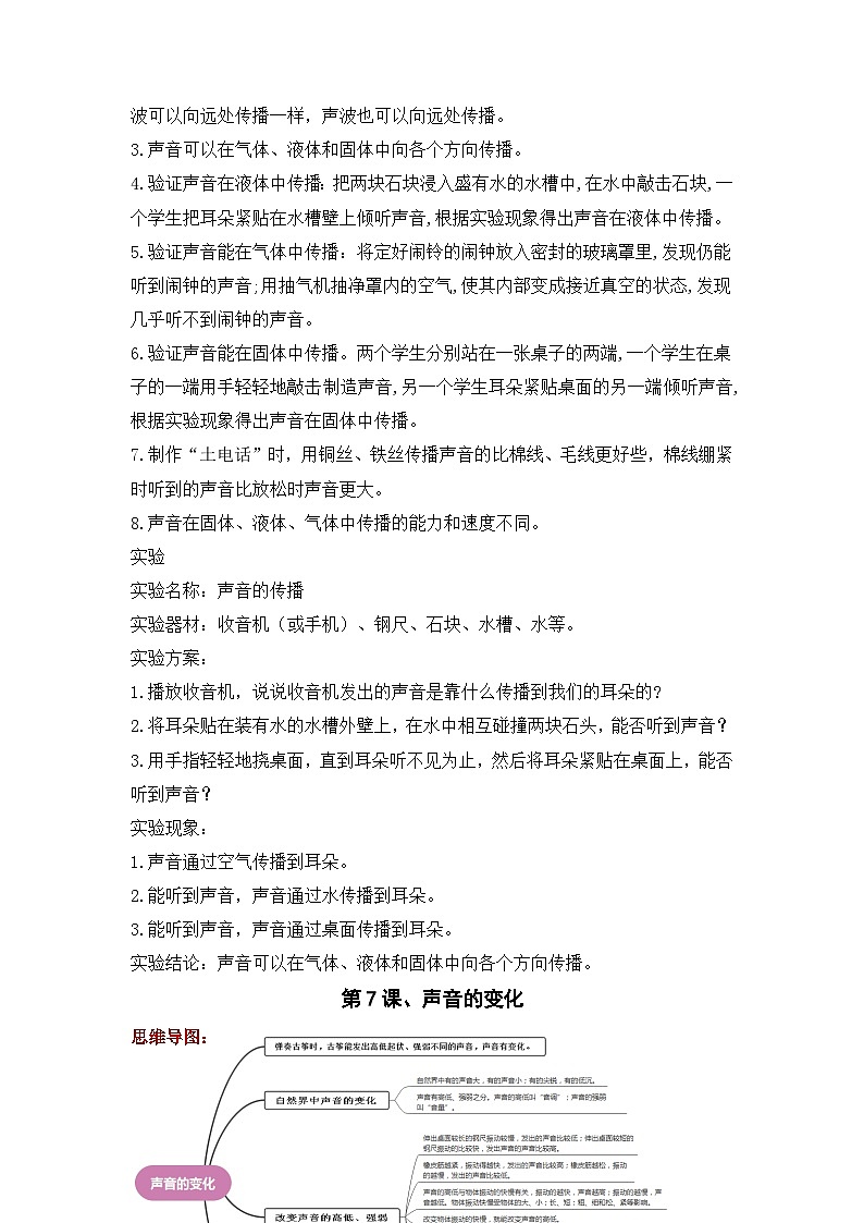 【期末复习】第二单元 声音的秘密——四年级下册科学单元知识点总结（青岛版）第3页