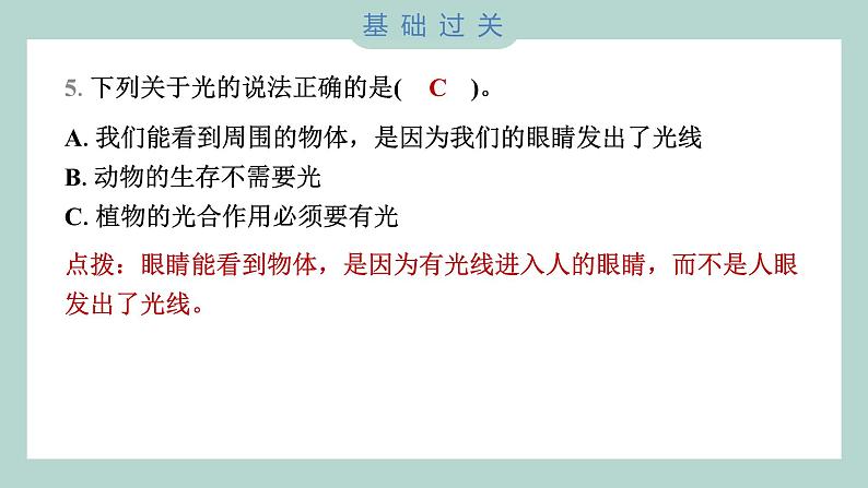 1.1 有关光的思考 习题课件 五年级上册科学教科版06