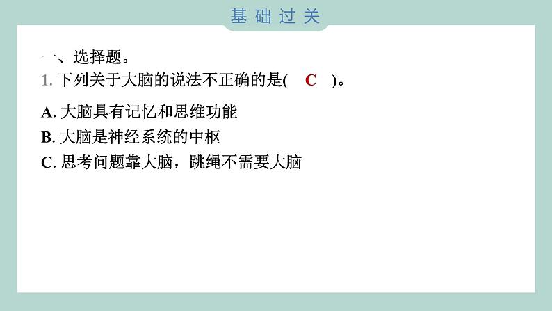 4.4 身体的“总指挥” 习题课件 五年级上册科学教科版02