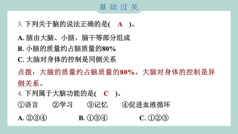 4.4 身体的“总指挥” 习题课件 五年级上册科学教科版04