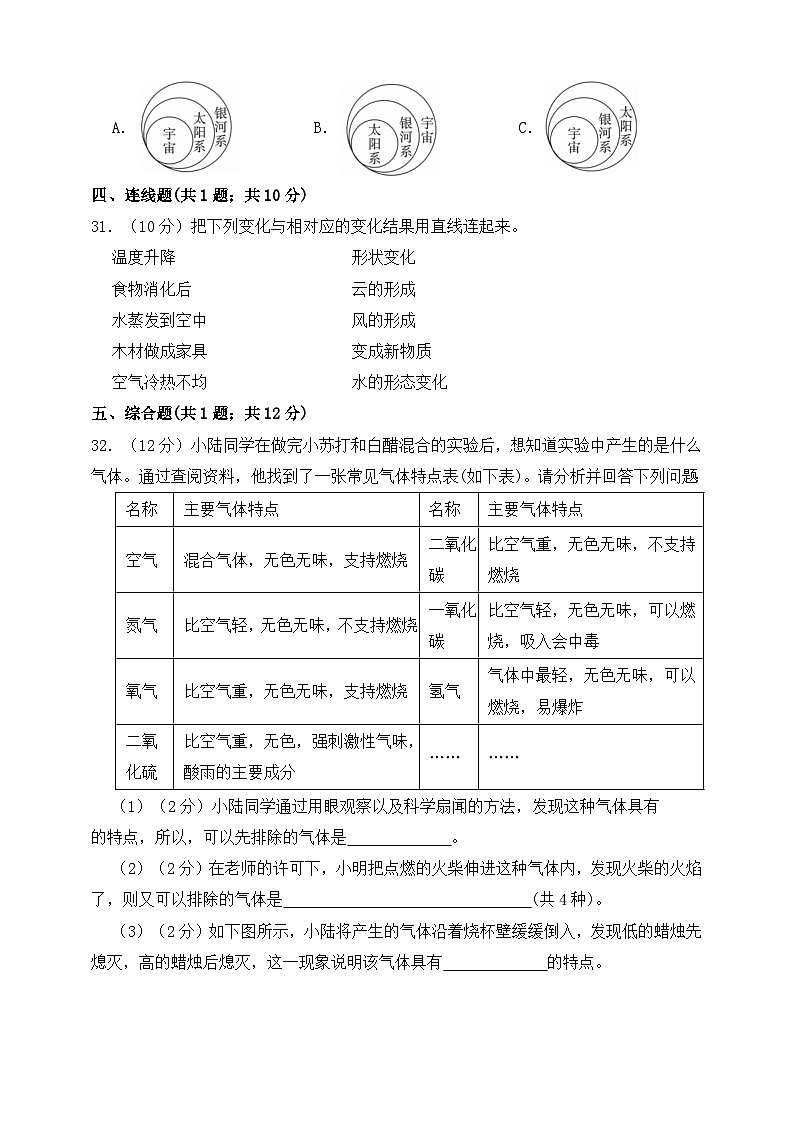 教科版六年级科学下学期期末模拟卷（一）（含答案）03