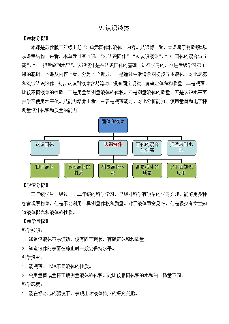 苏教版科学三年级上册 3.9.认识液体 课件+教案+素材01