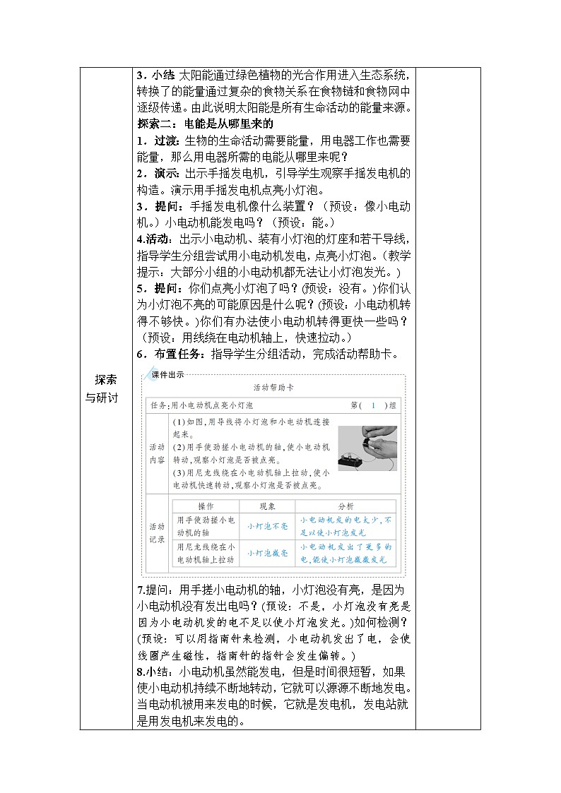 教科版科学六年级上册4-7能量从哪里来教案第2页