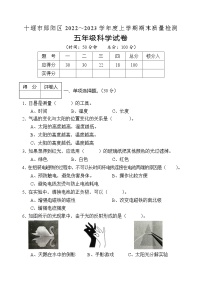 湖北省十堰市郧阳区2022-2023学年五年级上学期期末教学质量检测科学试题