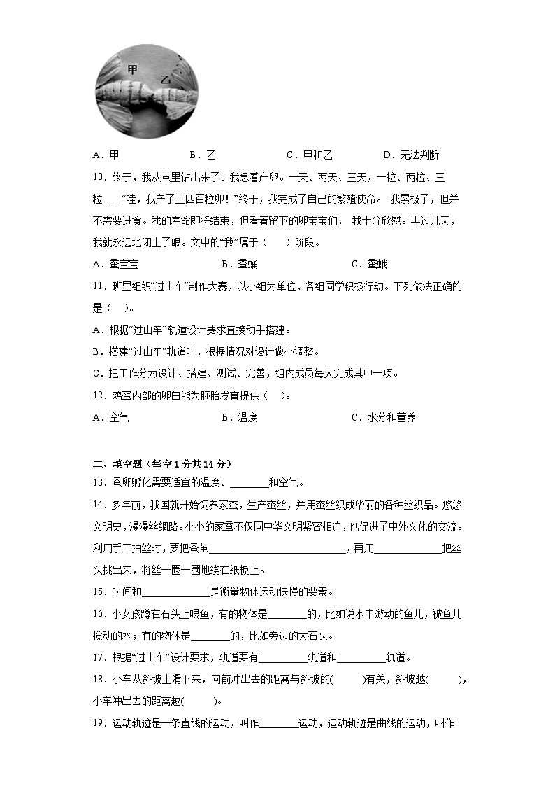 教科版三年级科学下册期中过关卷（二）（附答案）第2页