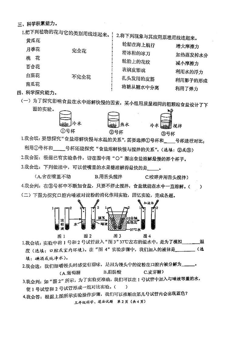 山东省枣庄市滕州市2022-2023学年三年级下学期期末科学、道德与法治试题02
