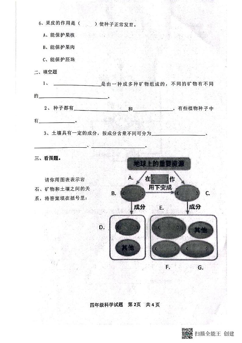 山东省滨州市阳信县2022-2023学年四年级下学期期末考试科学试题02