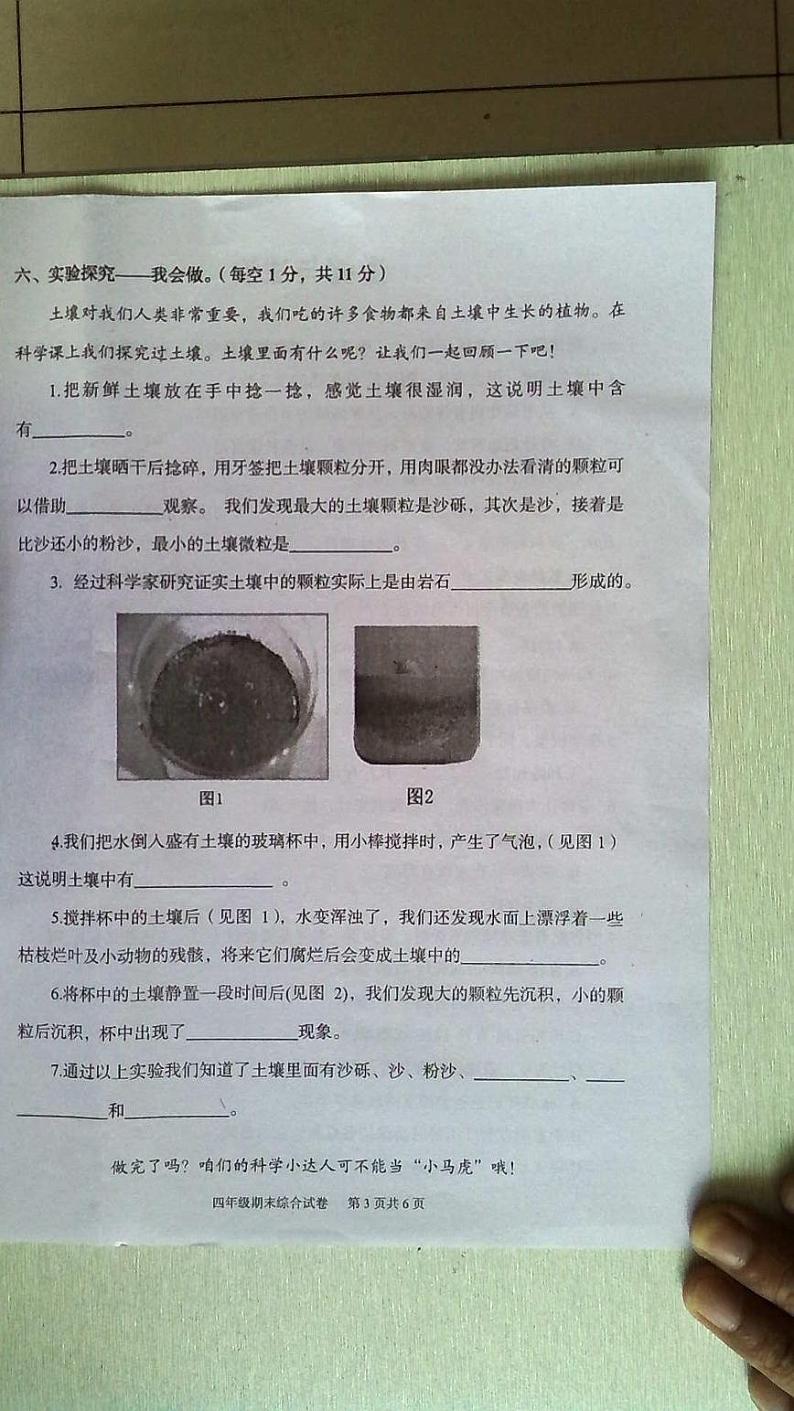 湖北省武汉市江夏区2022-2023学年四年级下学期综合（道德与法治＋科学）期末调研测试03