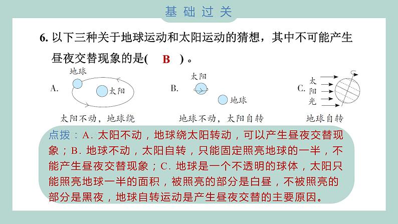 2.2 昼夜交替现象（习题课件+知识点梳理）教科版六年级科学上册07