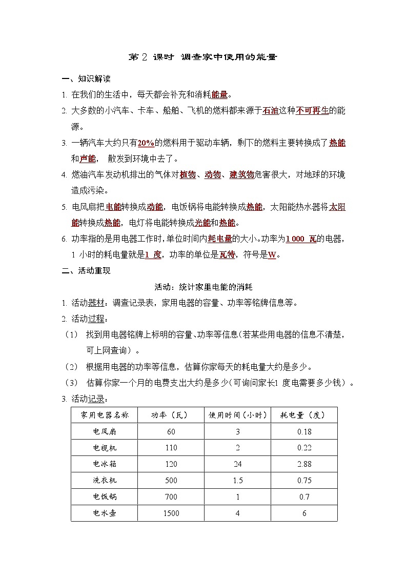 第2 课时 调查家中使用的能量第1页