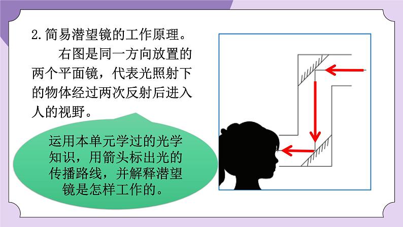 教科版五年级科学上册课件 第一单元 光 7 制作一个潜望镜08