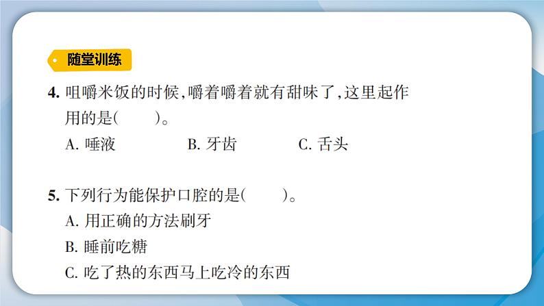 【新】教科版科学四年级上册第2单元7.食物在口腔里的变化习题课件PPT第6页