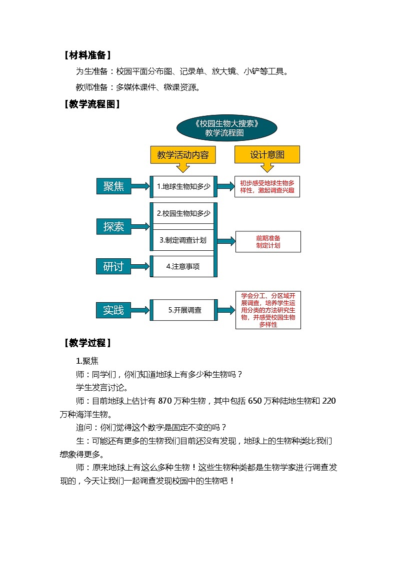 【新】教科版六年级下册第1单元教学设计2.1《校园生物大搜索》第2页