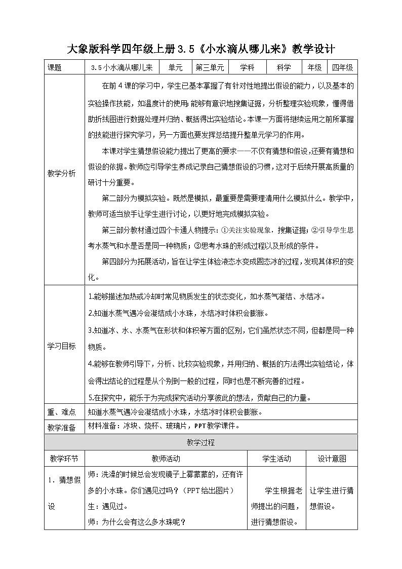 大象版科学四年级上册3.5小水珠从哪儿来 课件+教案+课件练习01