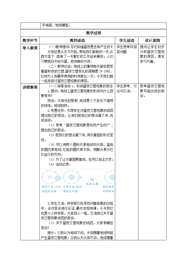 【核心素养目标】教科版小学科学六年级上册2.2《昼夜交替现象》教学设计(含教学反思、习题)02