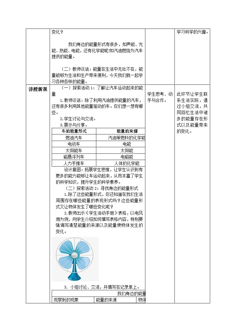 【核心素养目标】教科版小学科学六年级上册4.1《各种形式的能量》教学设计(含教学反思、习题)02