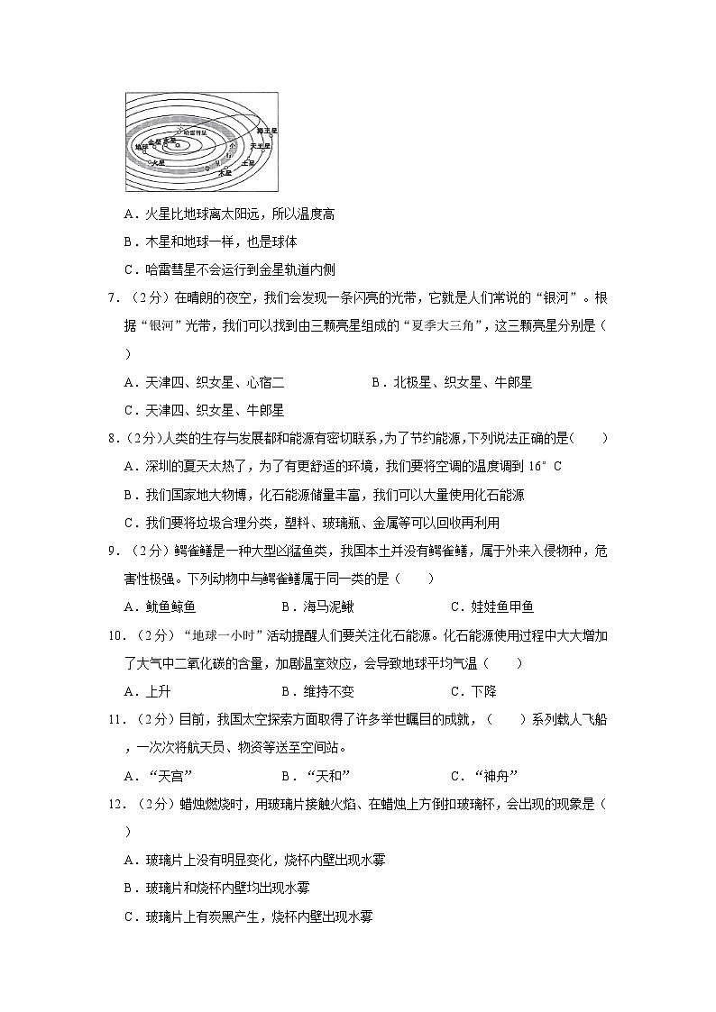 2023年广东省深圳市龙华区小升初科学试卷（含解析）02