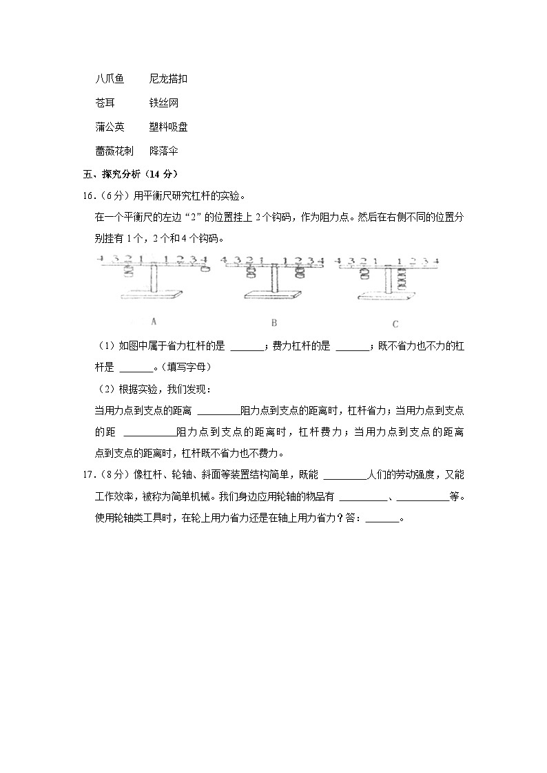 辽宁省沈阳市法库县2022-2023学年五年级下学期期末科学试卷第2页