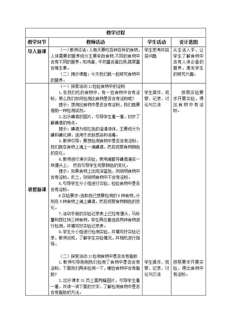 【核心素养目标】教科版小学科学四年级上册2.5《食物中的营养》 课件+教案(含教学反思)02