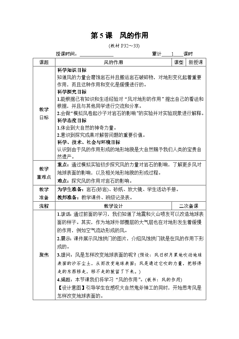 教科版科学五年级上册二 地球表面的变化 第5课 风的作用课件+教案+素材01