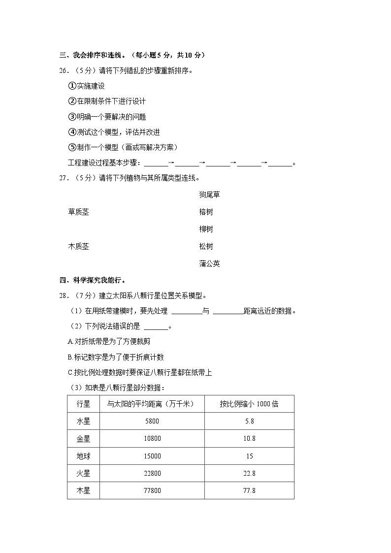 2023年云南省德宏州小升初科学试卷（文字版含答案解析）03