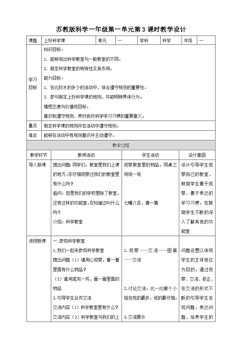 第一单元第3课时《上好科学课》课件+教案+练习01