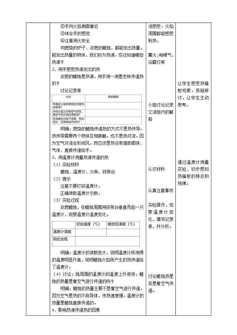 【核心素养】人教鄂教版科学五上 1.3《炉火周围的热现象》教案02
