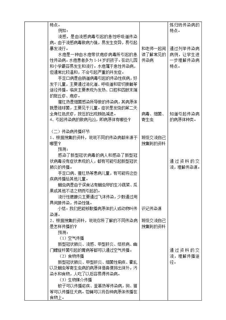 【核心素养】人教鄂教版科学五上 3.11《预防传染病》教案02