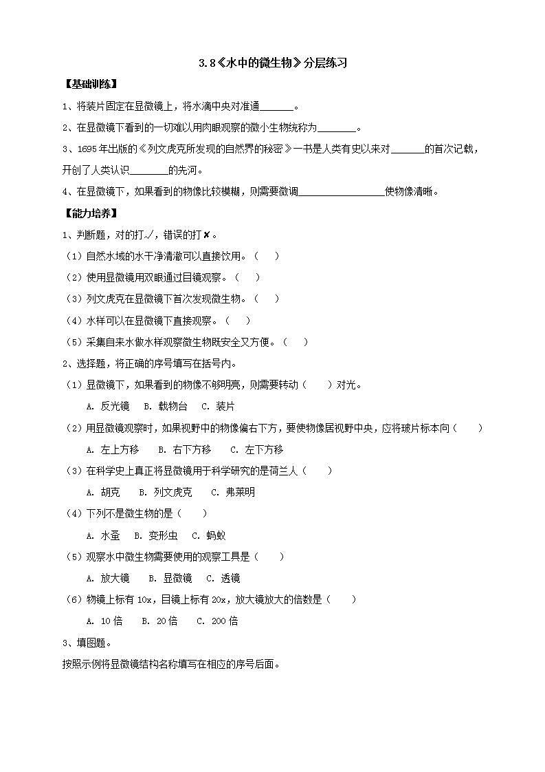 【核心素养】人教鄂教版科学五上 3.8《水中的微小生物》课件+教案+分层练习（含答案）+素材01