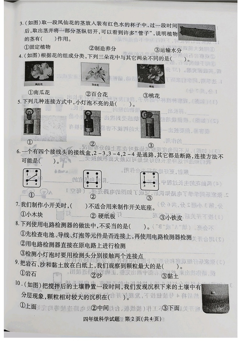 江苏省徐州市沛县2022-2023学年四年级下学期6月期末科学试题第2页