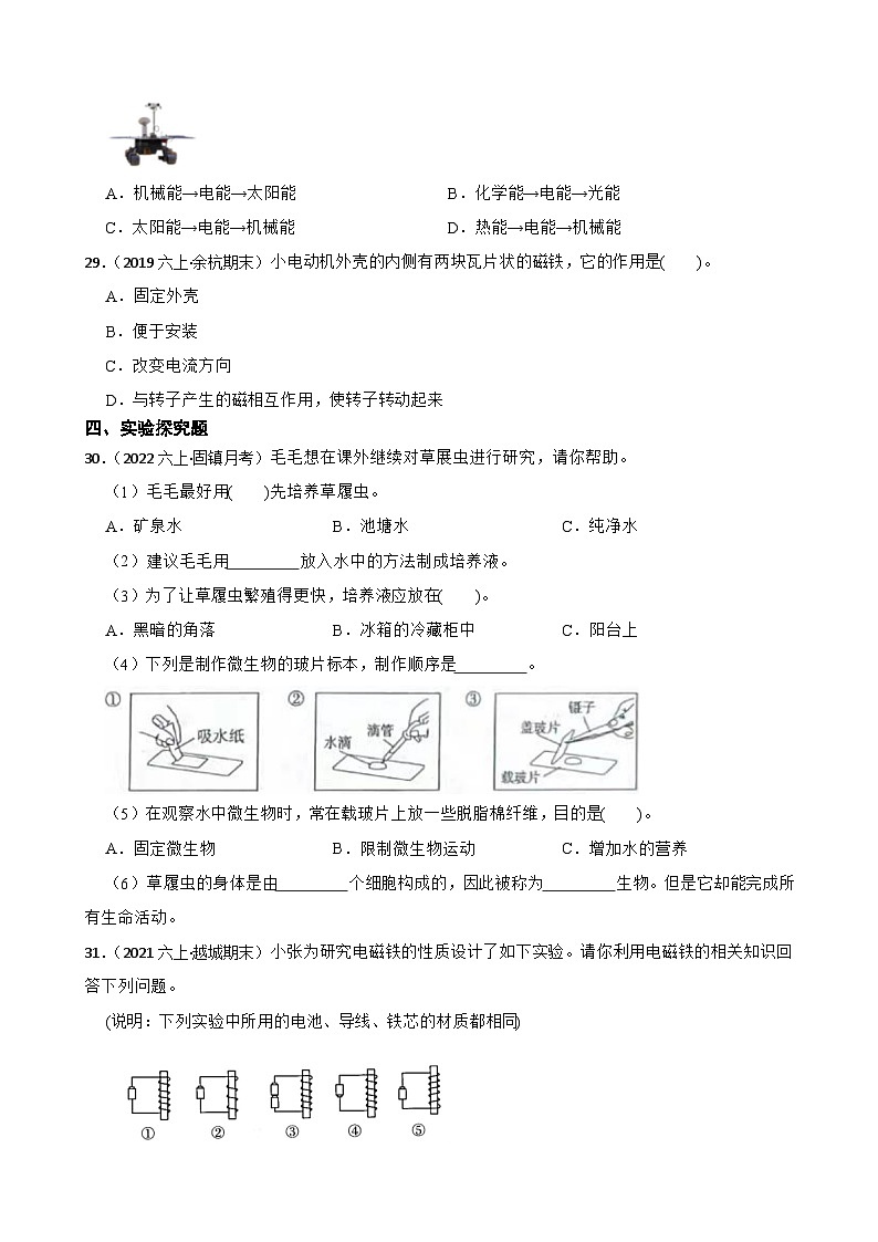 【阶段测试】教科版（2017）科学六年级上册--期末测试卷（原卷版+解析版）03