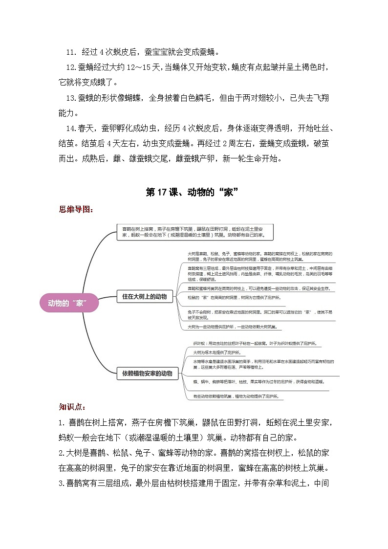 【单元复习讲义】青岛版科学四年级下册-第五单元《生物的特征》讲义（知识点总结+思维导图）02