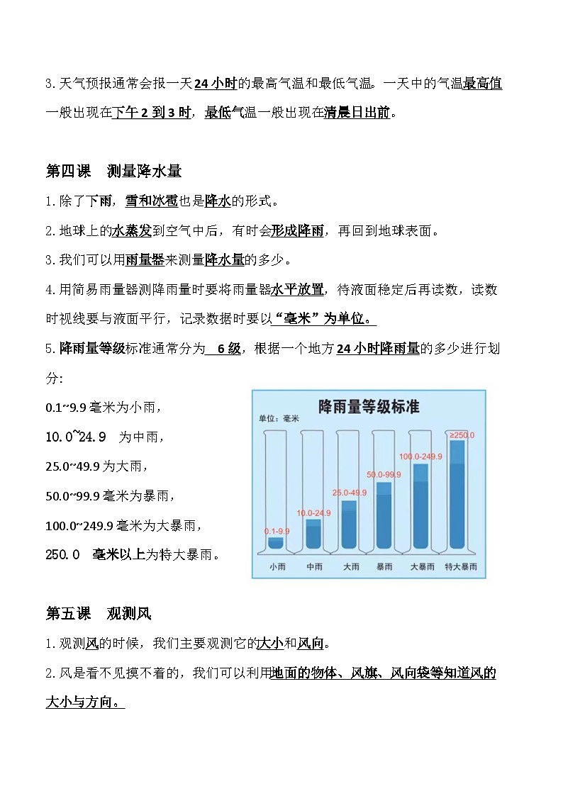 【单元复习讲义】教科版科学三年级上册-第三单元《天气》 知识点整理讲义03