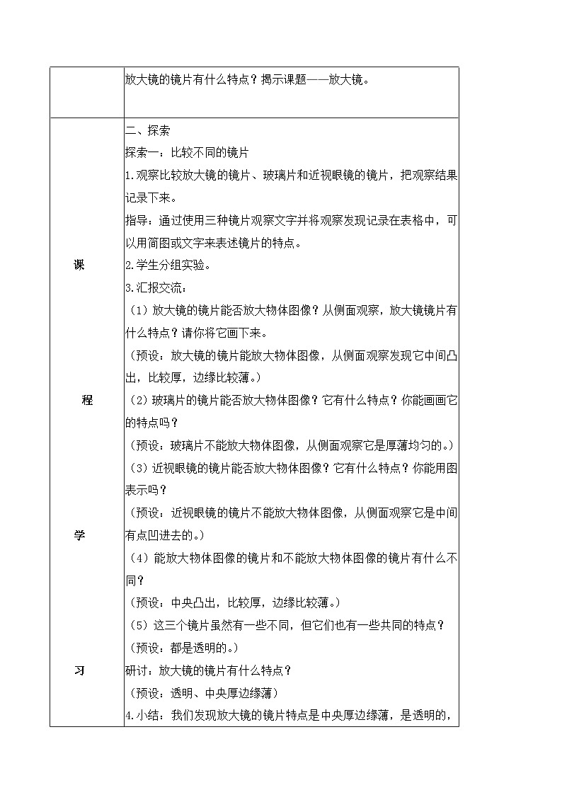教科版科学六年级上册 第1课 放大镜 同步教案第2页