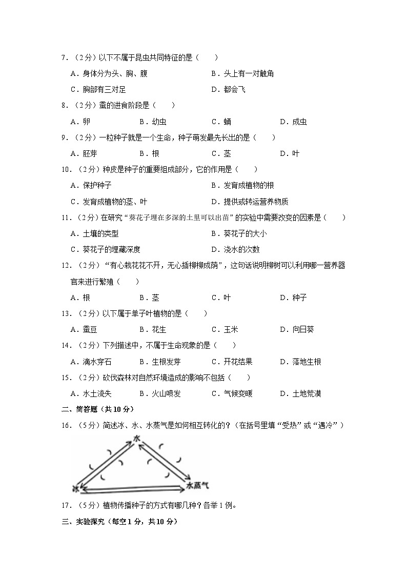 辽宁省沈阳市铁西区2022-2023学年四年级下学期期末科学试卷第2页
